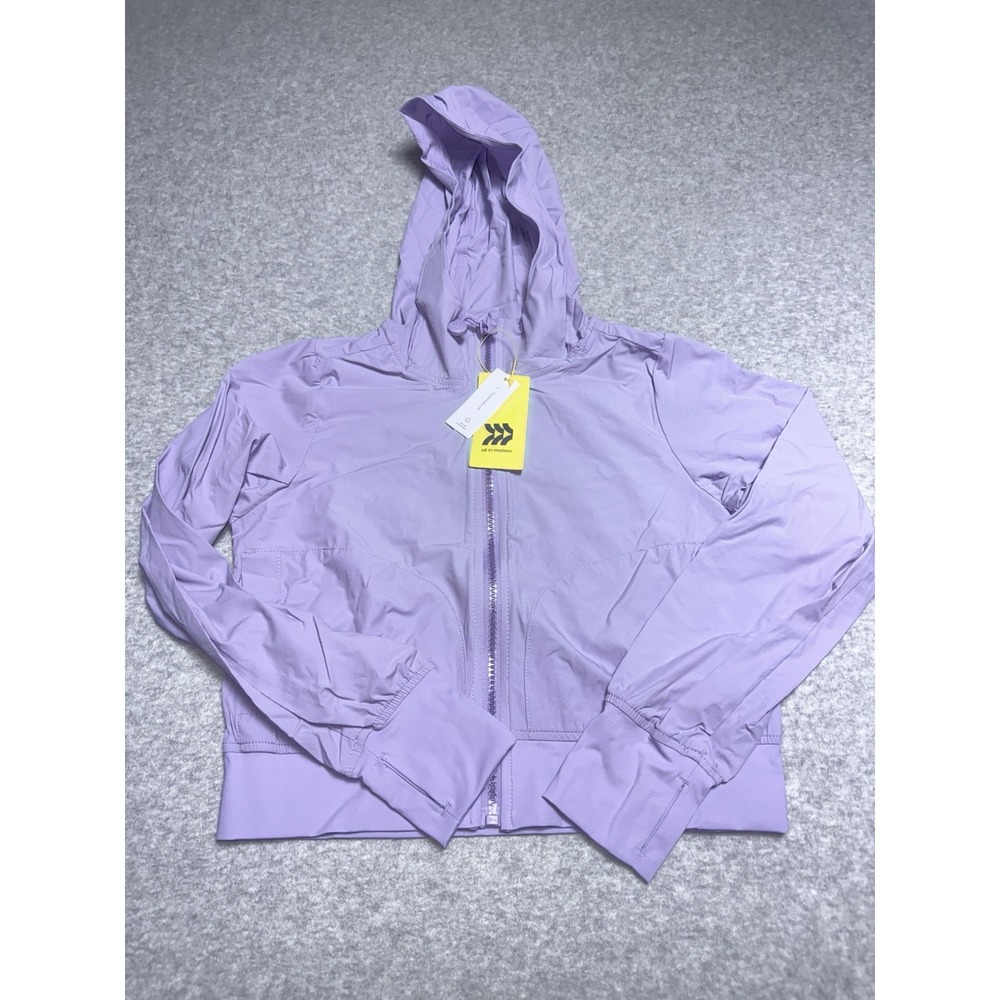 Girls All in motion, woven Purple Lavender jacket, hooded size M New